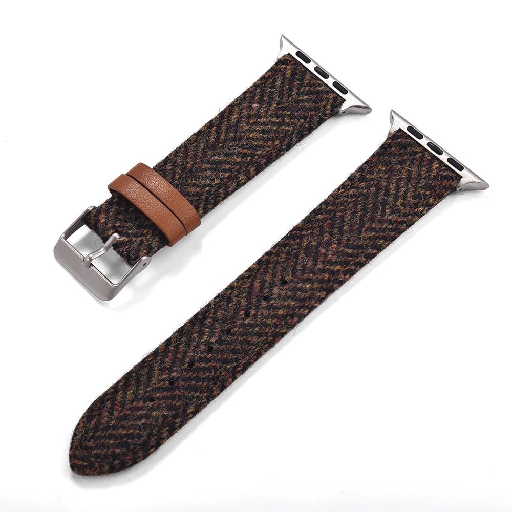 38mm 40mm 41mm 42mm 44 45 49mm Woolen Leather Watch Strap for Apple Watch Band Iwatch Series 8 7 SE 6 5 4 3 2 1 Watch Bracelets