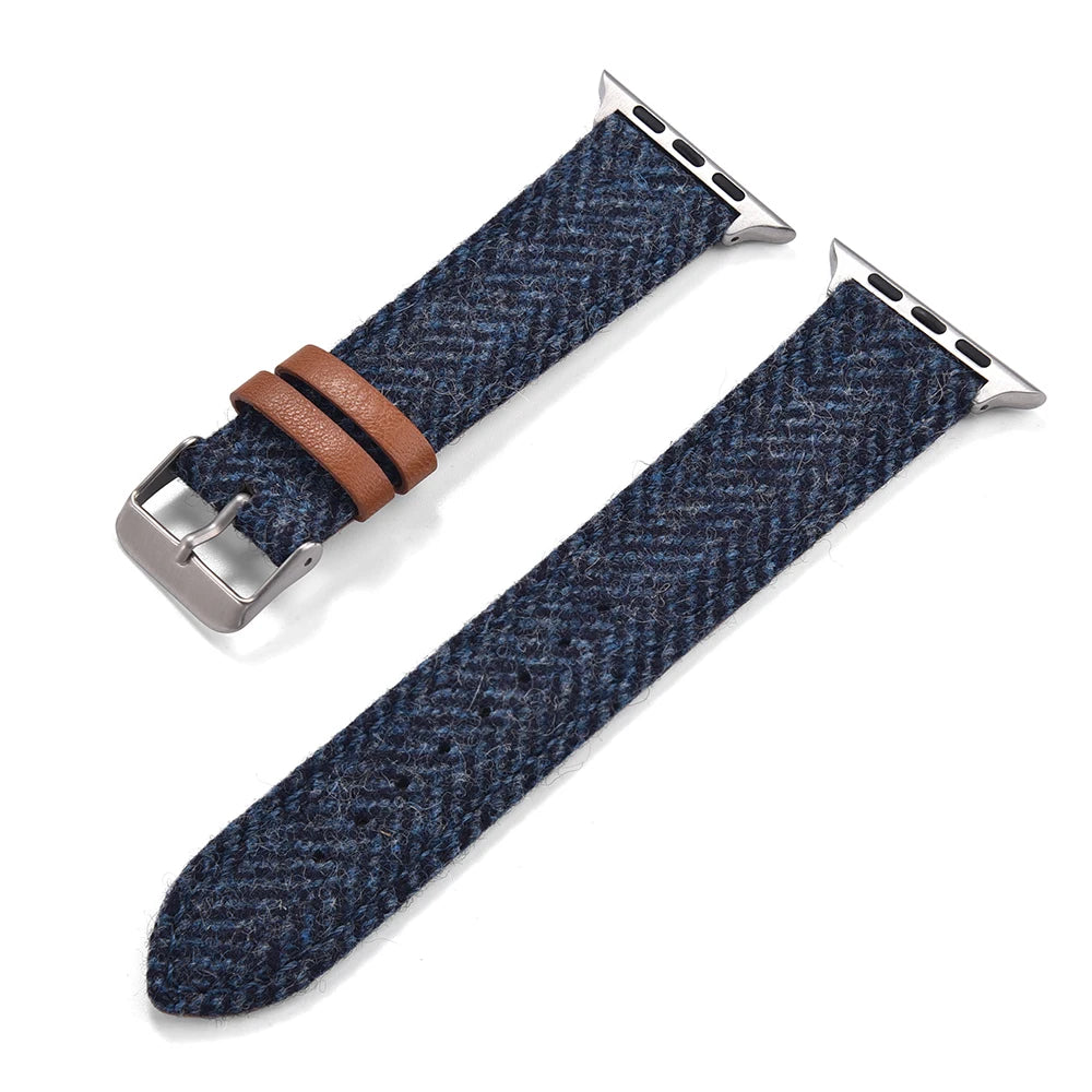 38mm 40mm 41mm 42mm 44 45 49mm Woolen Leather Watch Strap for Apple Watch Band Iwatch Series 8 7 SE 6 5 4 3 2 1 Watch Bracelets