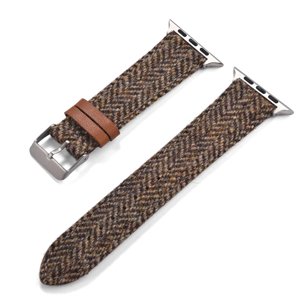 38mm 40mm 41mm 42mm 44 45 49mm Woolen Leather Watch Strap for Apple Watch Band Iwatch Series 8 7 SE 6 5 4 3 2 1 Watch Bracelets